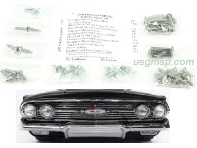 Screw Kit: 60 Chev Impala Bel Air - Exterior
