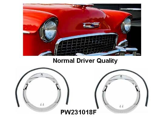 55 Chev Headlamp Bezel set : Grade Daily Driver G2