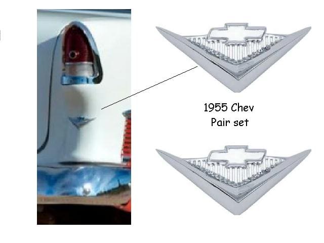 55 Chev: EMBLEM  - Below Tail Lamp (pr)