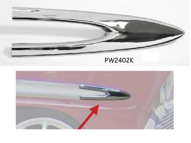 56 Chev Bel Air Fender POINT molding (ea)