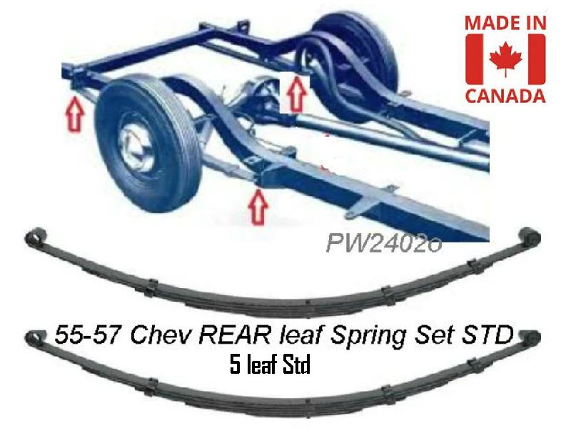 1955 - 57 Chev REAR LEAF Original height spring set. 5 leaf **NOTES .. Canadian Made