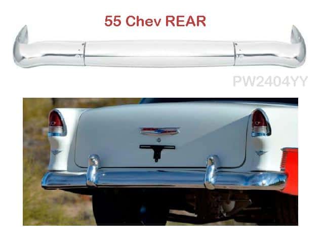 55 Chevrolet Bumper: Rear 3 Piece Original Style