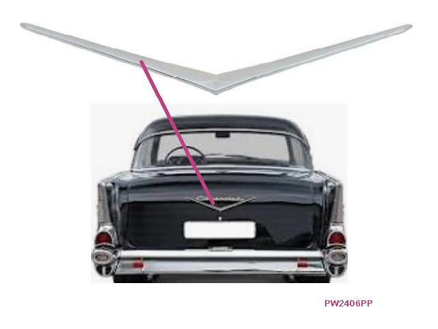 Emblem 57 Chev Boot lid: "V"  (chrome)
