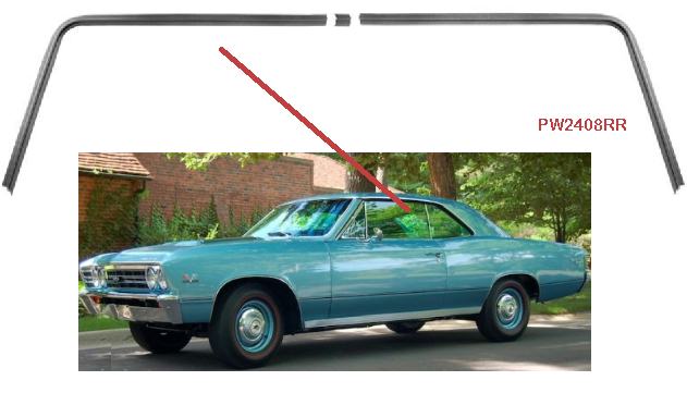 Headliner Windlace: 66-67 Chevelle 2dr Hardtop - 3 pce kit - REAR