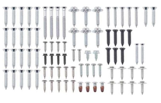 Interior Screw Kit: 57 Chev 4 door passenger car - 110 pc