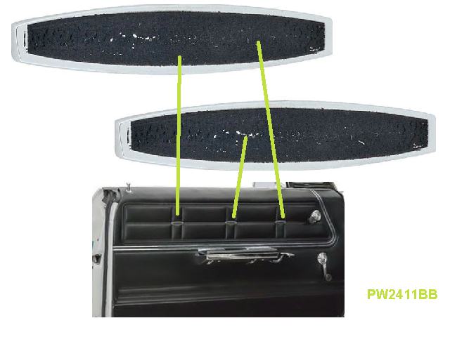 Door Trim Emblems: Chev Impala 65-69 BLACK Pr