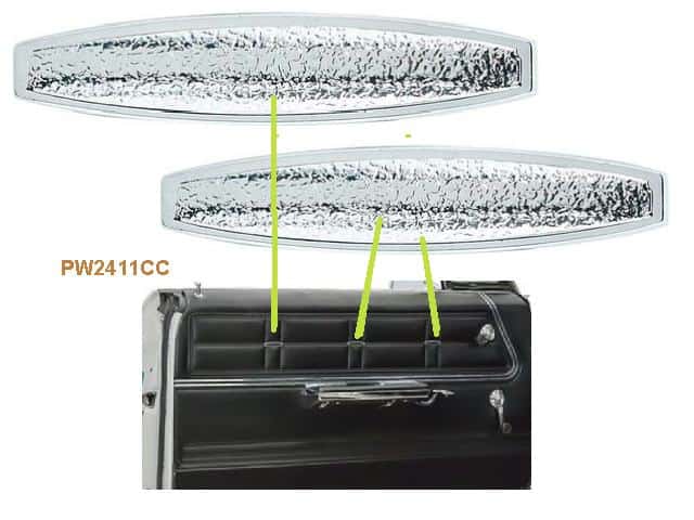 Door Trim Emblems: Chev Impala 65-69 CHROME Pr