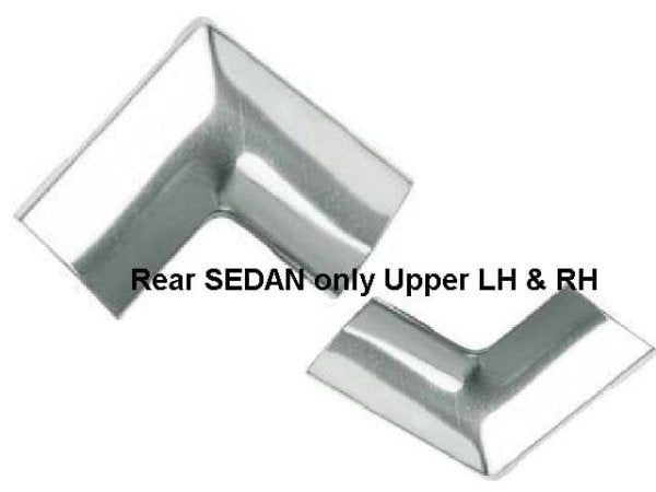 Upper Rear Window Mold REAR Window: 55-57 Chev & Pontiac 4 door SEDAN UPPER Corner PAIR ...
