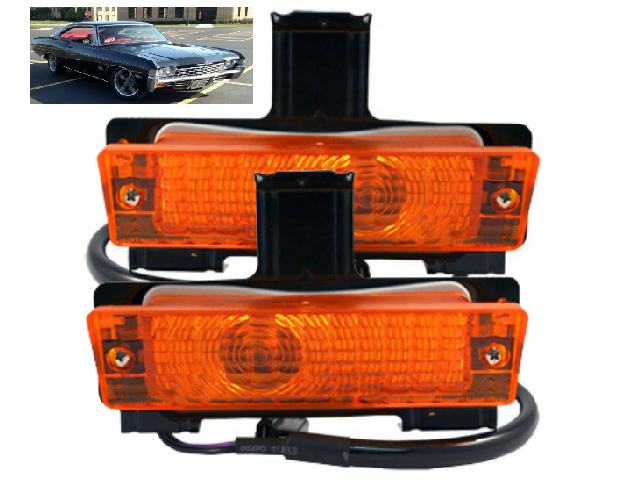 68 Impala front park lamp assemblies (pr)