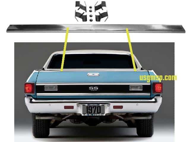 El Camino Tail Gate TOP molding & Clip kit: 68-72