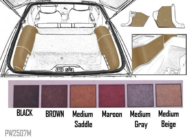Carpet: 82-92 F Rear Cargo & Front Kick panel side Trim - Choose Colour