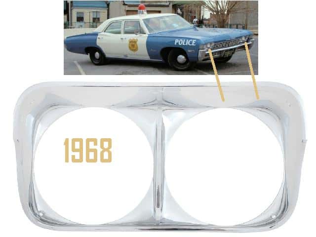 Headlamp Bezels: 68 Impala Bel Air Caprice (EACH)