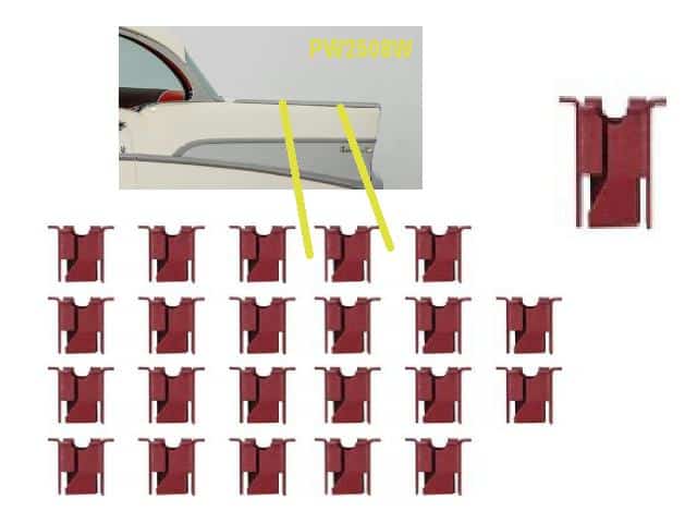 Mold Clip Kit: 57 Chev Rear 1/4 Top FIN (LONG style Bel Air series) - one car 22piece  Kit
