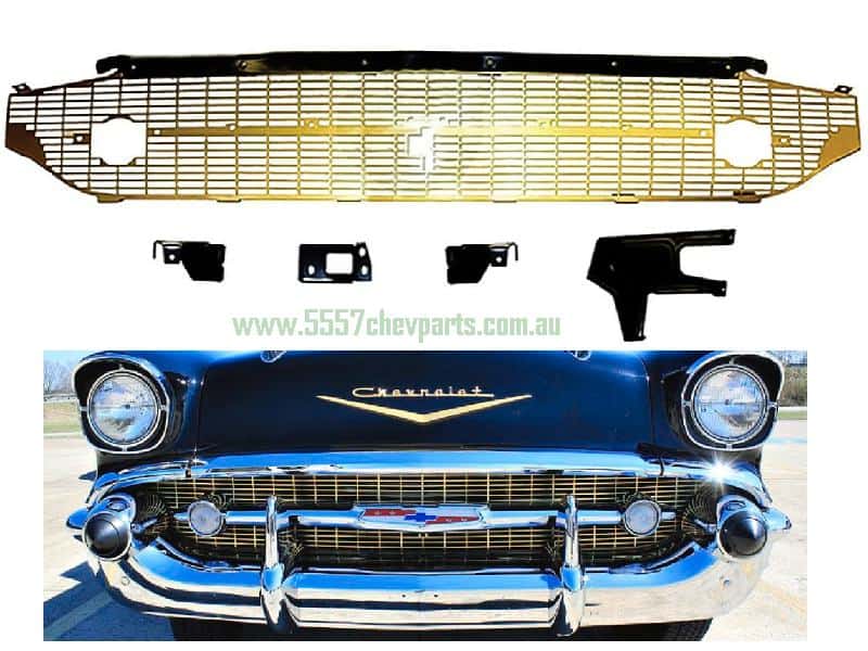 1957 Chev Bel Air GOLD  GRILL  w/supports - brand new