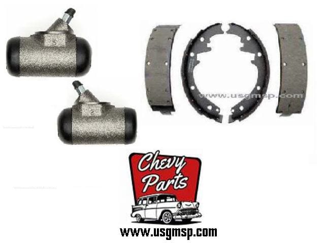 Brake Shoes & Wheel Cylinder Kit: 55-57 Chev - FRONT
