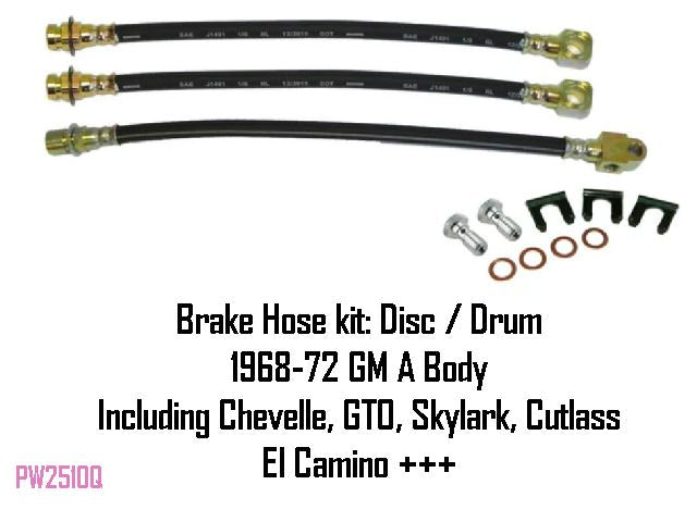 Brake hose: 1968 - 72 GM A Body FRONT & REAR disc/drum KIT  **