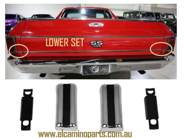 68-69 El Camino Tailgate molding Rear LOWER OUTER (pair)