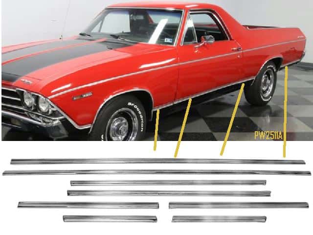 69 El Camino Rocker LOWER body molding kit  (8)