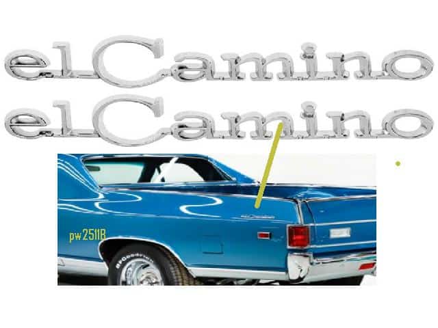 1968 & 69 El Camino rear side 1/4 "El Camino" script Emblem (Pair)