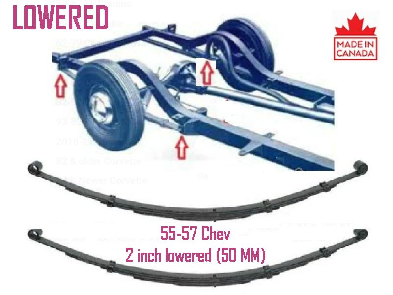 1955 - 57 Chev REAR LEAF - LOWERED height - 2 inch / 51mm Drop Spring set.