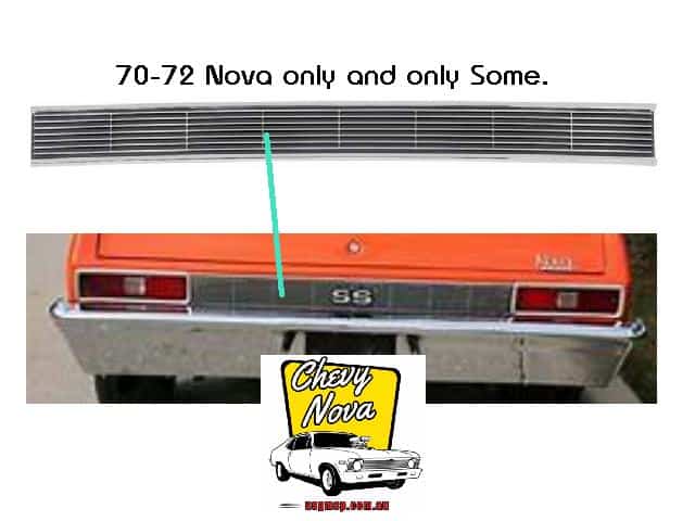 Nova Tail lamp panel molding: 1970- 72