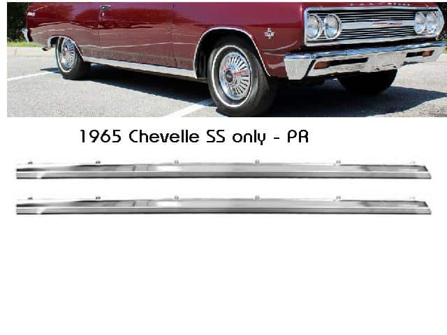 65 Chevelle SS ROCKER PANEL molding set w/hardware - PAIR SET