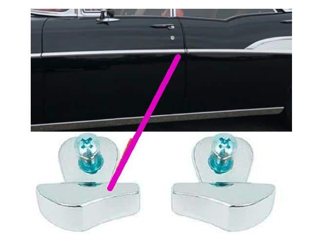 1957 Chev Sedan 4 door hardtop - side center molding gap Filler (PR)