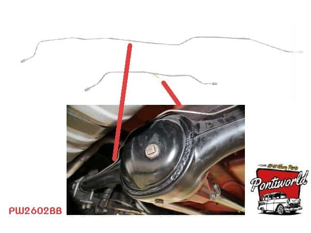 1957 Chevrolet passenger car BRAKE PIPE Across Diff - 2 piece kit steel