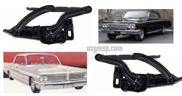Hood Hinge Set: 1962 Chev Impala / Bel Air / Pontiac Laurentian Parisienne (pr)