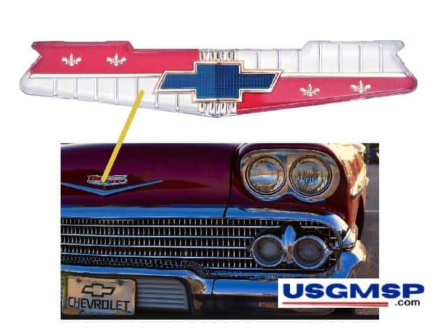 58 Chev Bel Air / Impala V8 Front hood emblem INSERT