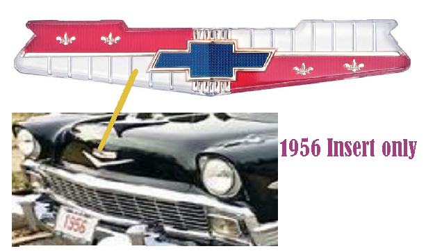 56 Chev Bel Air  V8 Front hood emblem INSERT