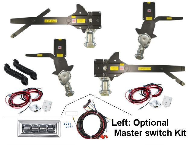 Electric Window Conversion KIT: 55-57 Chev 2 Door Coupe or Conv w/ Nu-Crank Switches
