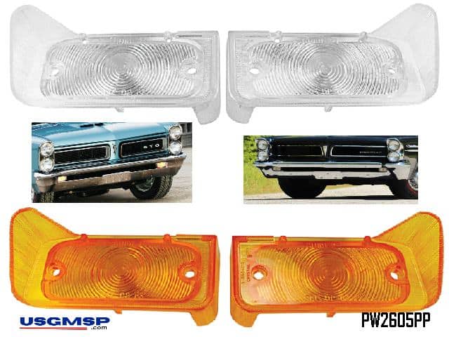 64-65 GTO Le Mans Front Park Lenses + 63-65 Catalina / Bonneville - Amber or Clear (PAIR)