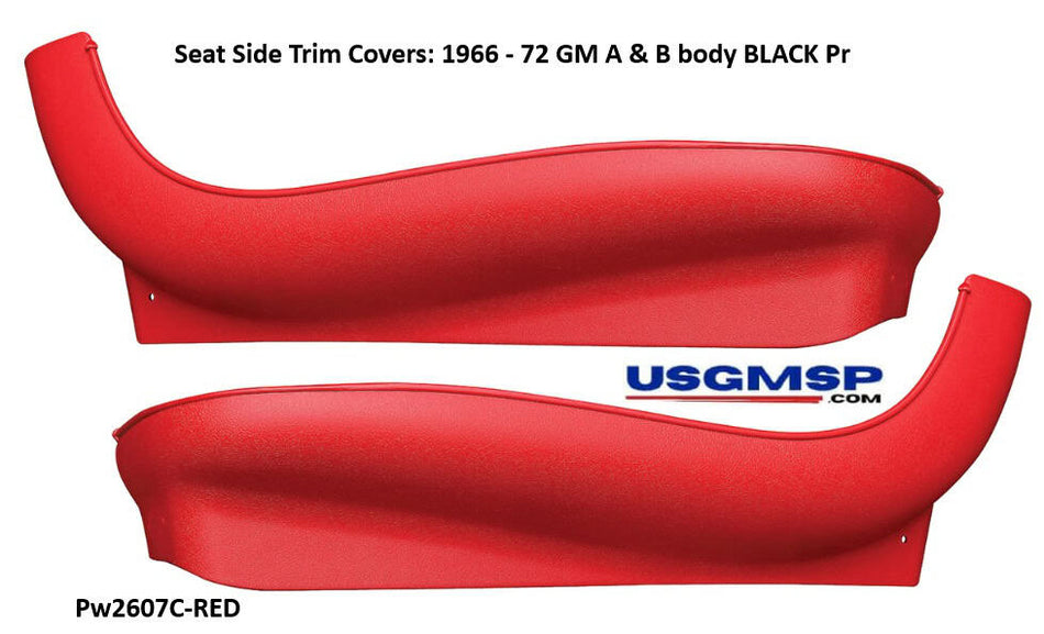 Seat Side Trim Covers: 1966 - 72 GM A & B body RED Pr, GTO -Chevelle- Impala Olds US Pontiac- See List