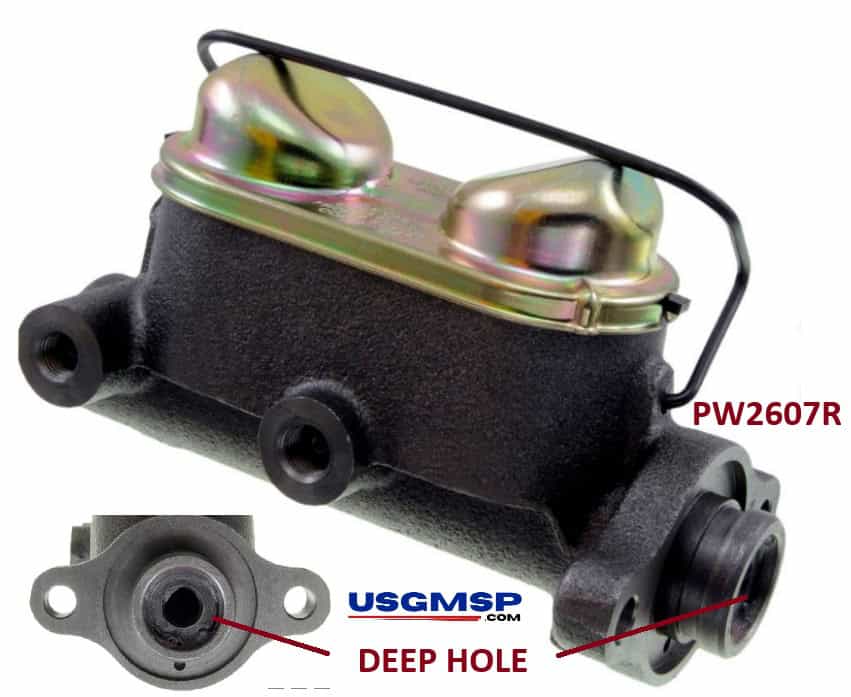 Master Cylinder: 1966-71 era DRUM/DRUM 1" ID - Deep hole * see Notes *