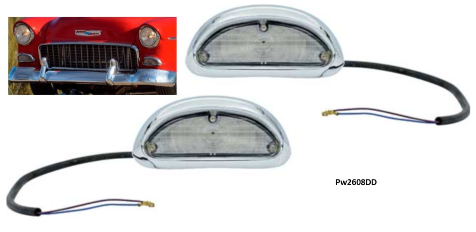 55 Chev Bel Air, 210 150 FRONT Park Lamp Assemblies  (PR)