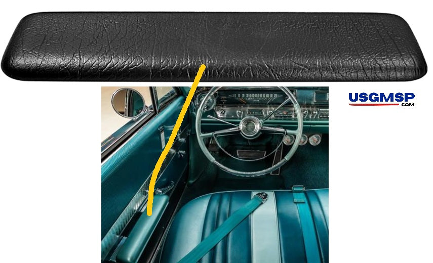 Armrest Pad -  1960-64 GM A-Body, F/S Pontiac - BLACK - FRONT - each - Chevelle, GTO, Bonneville ++