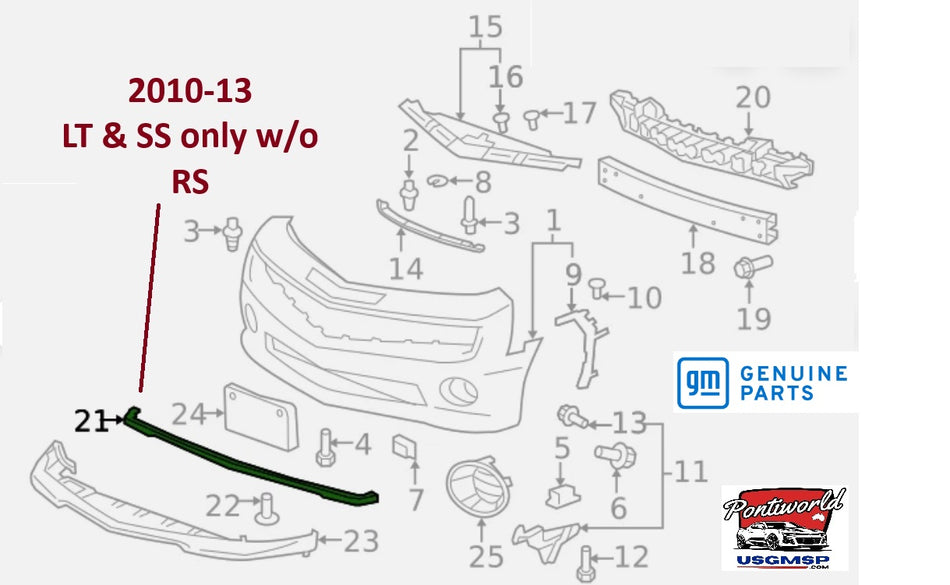 Camaro 2010-2013 front bumper facia Air Deflector