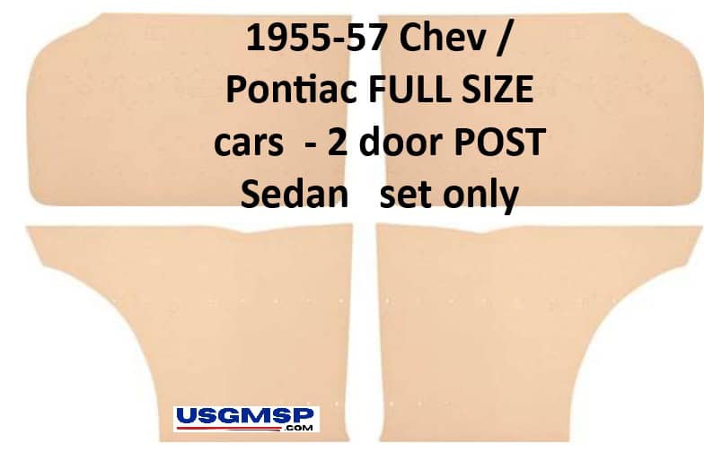 55-57 Chev Door Trim Backing Panel Blanks (4) 2 door Post Sedan
