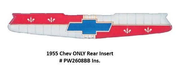 55 Chev Bel Air, 210 150 Trunk Lid Emblem INSERT