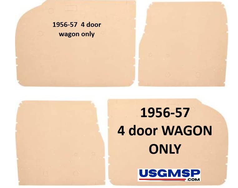 56-57 Chev Door Trim Backing Panel Blanks (4) 4 door STATION WAGON