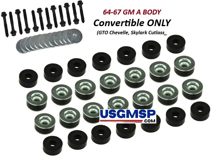 Body mount kit: 64-67 GM A-body Body- Convertible (Chevelle, Elcamino, GTO, Cutlass) 28 pc