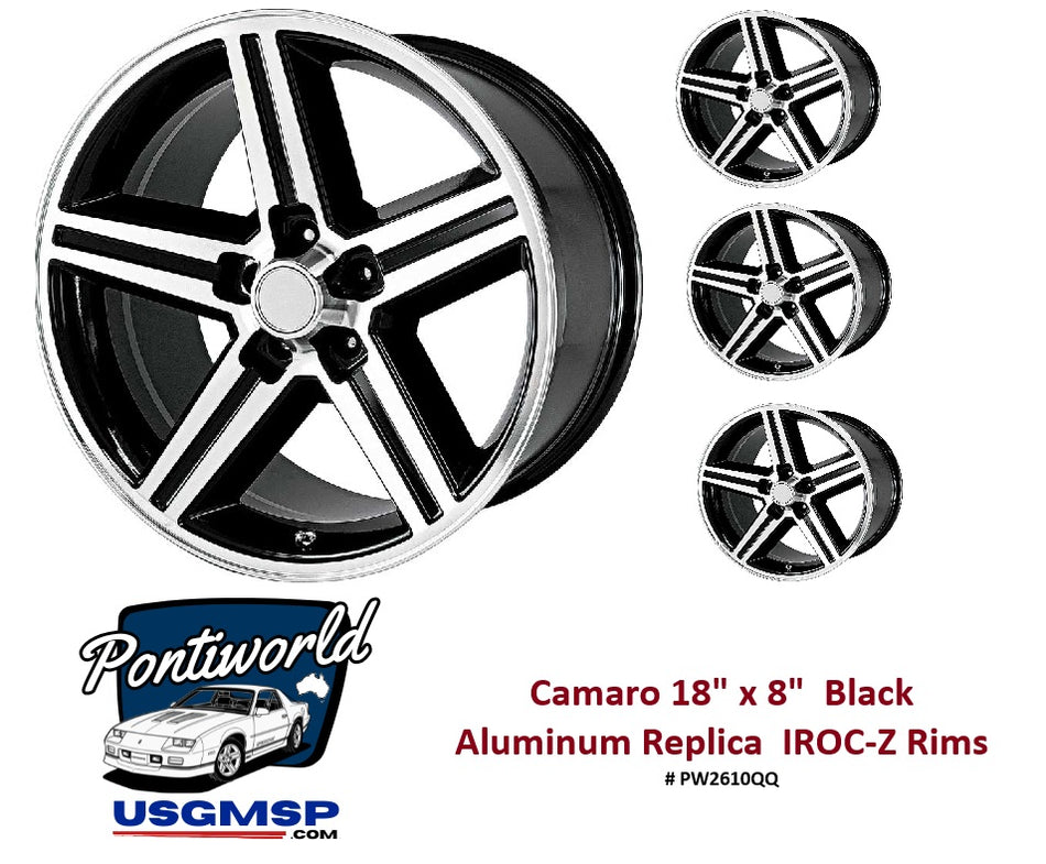 Wheel Set: Camaro Iroc Z - 18x8 (4) - Aluminum Black