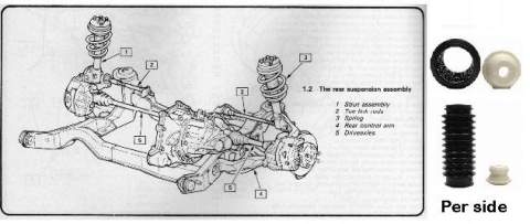 Fiero Rear Strut Cushion & Bellow (ea)