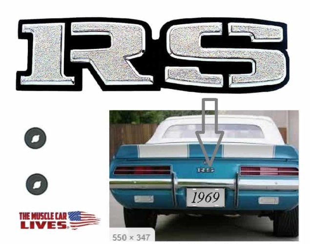 69 Camaro "RS" Rear panel emblem