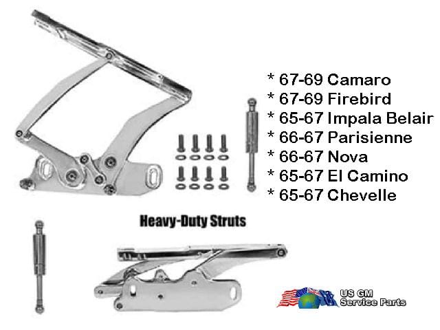 Hood Hinge Set: Billet - 65-69 F + Chevelle, Nova Imp / Paris