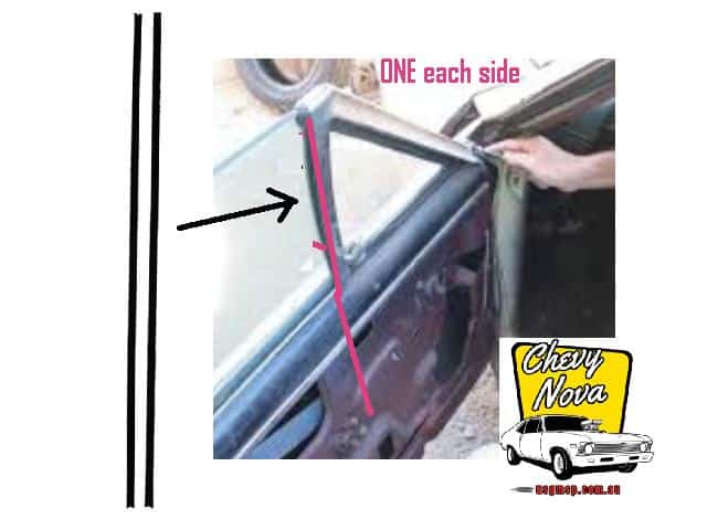 Vent Glass Run Seals: 63-67 Nova  (PR)