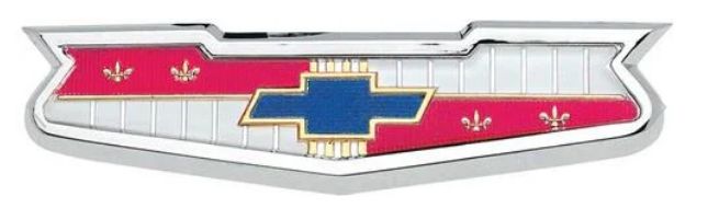 56 Chev Bel Air Trunk Lid Emblem Assembly - V8 -  (Not 6 Cylinder)