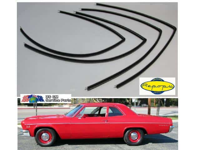 Window Frame Felt Kit: 65-66 Full Size 2 DR post SEDAN Set (4)