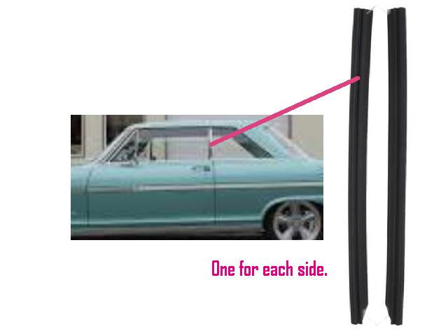 Quarter Window Vertical Seals: 62-65 Nova  COUPE Conv PR